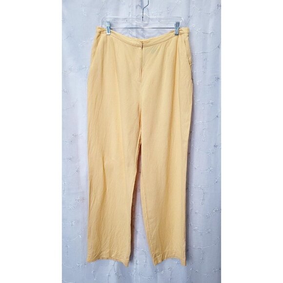 Norton McNaughton Linen & Rayon Yellow Pockets Flat Front Pants Women's Size 14 - Picture 1 of 6